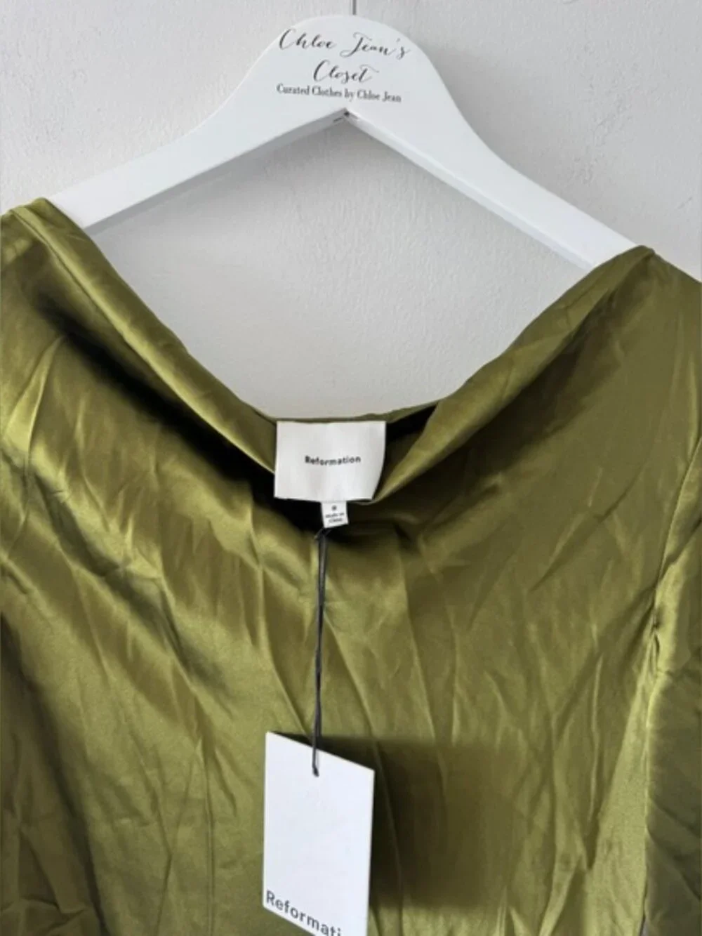 REFORMATION NWT Pike Silk Maxi Dress in Moss - Picture 12 of 14